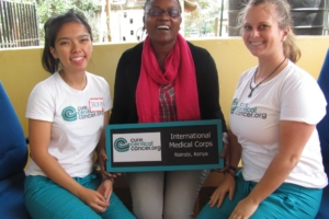 CCC&#039;s Kimberly Borden and Jacquelyn Dang with International Medical Corps Rosemary Kombo.